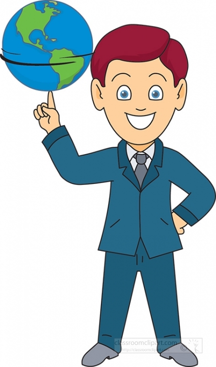 earth on the fingertip of businessman - Classroom Clipart