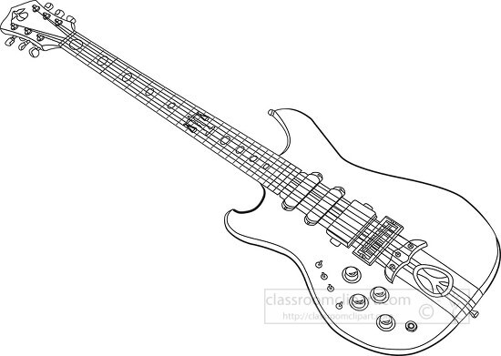 Electric Guitar Outline Clipart - Classroom Clip Art