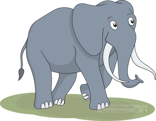 Free elephant with tusks cartoon style vector clipart - Classroom Clipart