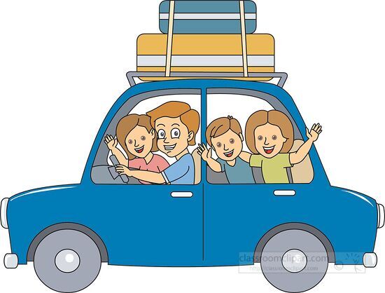 Family Summer Vacation travel by car Clipart - Classroom Clip Art