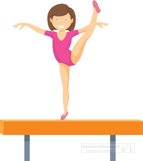 female athlete raising leg on balance beam clipart - Classroom Clip Art