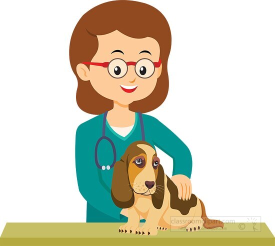 female veterinarian checking dog clipart - Classroom Clip Art