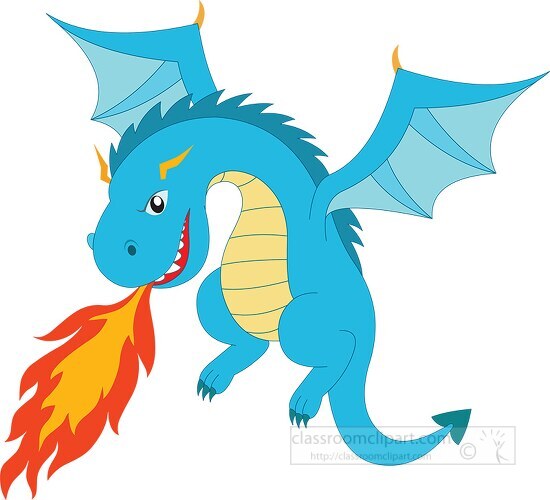 Fire Breathing Blue Dragon Clipart Classroom Clip Art 0807