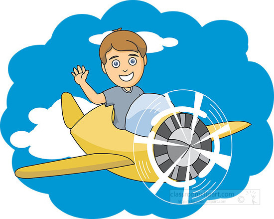 flying airplane cartoon 02 - Classroom Clip Art