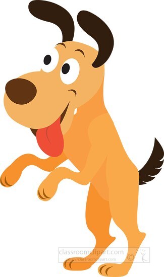 Dog Clipart-funny dog up on hind legs tongue out clipart 125