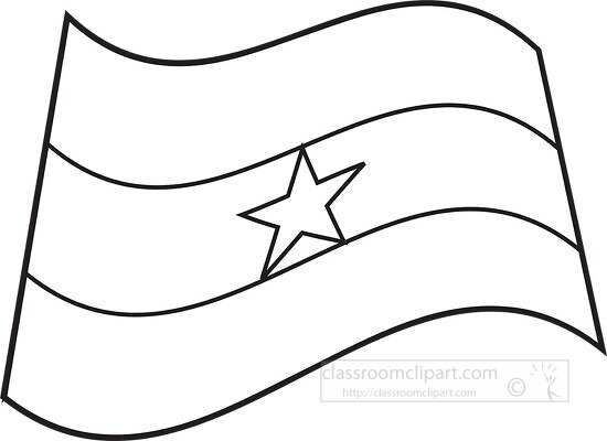 World Flags Clipart - Ghana wavy flag black outline clipart