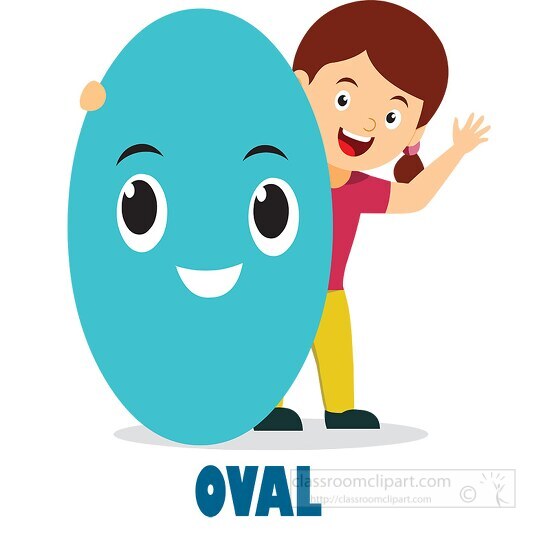 Mathematics Clipart-girl holds oval cartoon shape geometry character