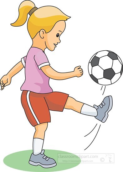 Free girl kicking soccer ball cartoon clipart - Classroom Clipart