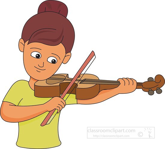 girl playing her violin - Classroom Clip Art