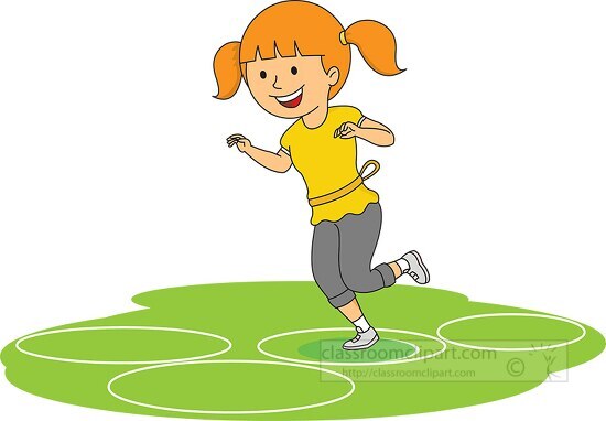 girl playing hop scotch clipart - Classroom Clip Art