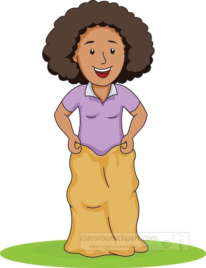 Outdoors and Recreation Clipart-girl playing sack race outdoor games clipart