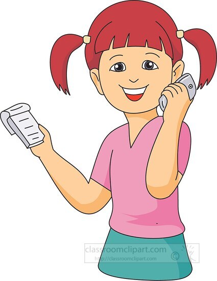 Girl Talking On Cell Phone 831 Classroom Clipart