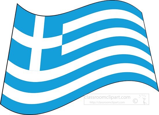 Greece flag flat design wavy clipart - Classroom Clip Art