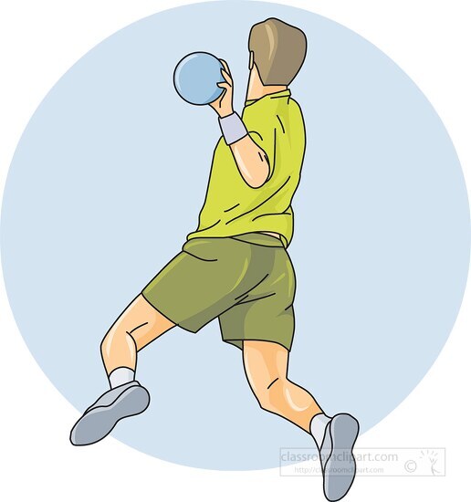 handball player jumping with ball clipart - Classroom Clip Art