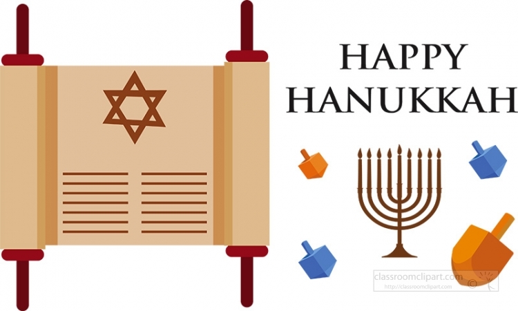 happy hanukkah torah scroll menorah hanukkah holiday clipart ...