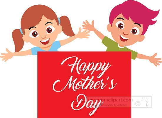 happy kids wishing happy mothers day - Classroom Clip Art