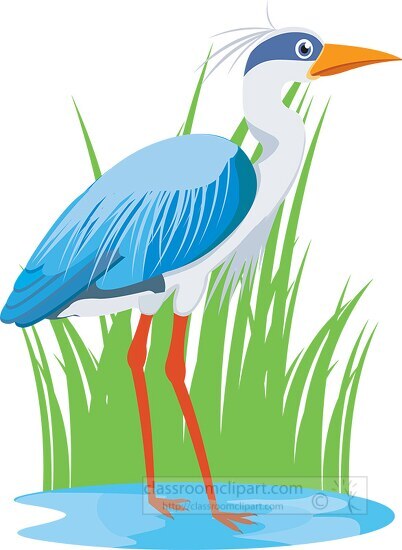 heron bird in lake clipart - Classroom Clip Art