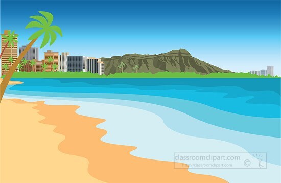 island of hawaii waikiki beach clipart - Classroom Clip Art