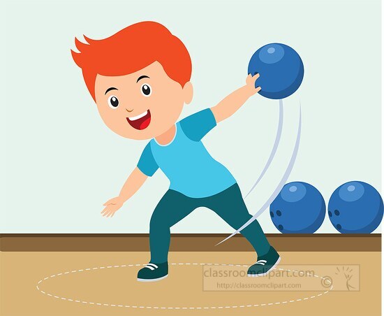 Kid Preparing To Throw Bowling Ball Sports Clipart - Classroom Clip Art