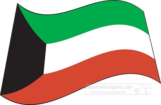 Free Kuwait flag flat design wavy clipart - Classroom Clipart