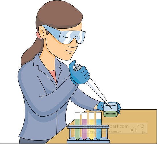 lab technician wearing goggles performing test clipart Classroom Clip Art