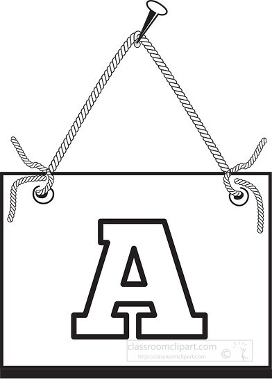Free letter a hanging on board - Classroom Clipart