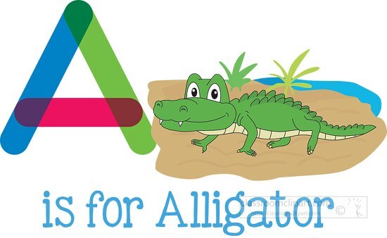 letter a is for alligator - Classroom Clip Art