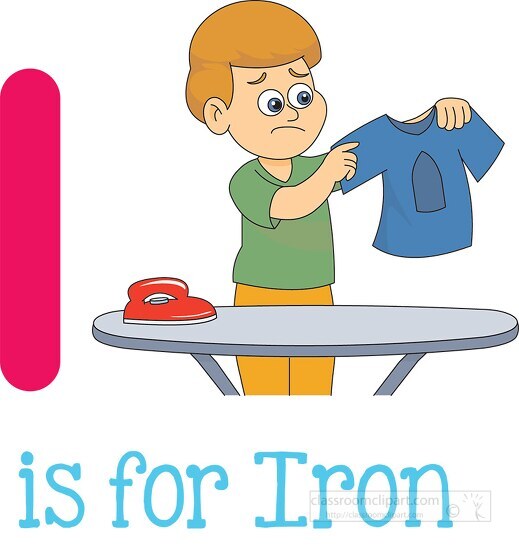 Color Letters with Pictures-letter i is for iron