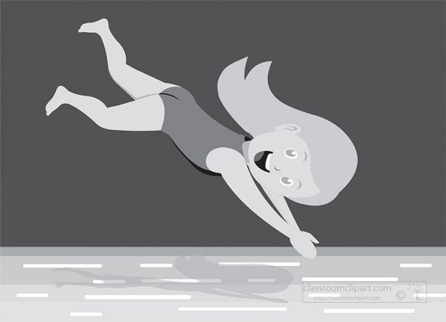 Little Girl Diving Into Pool Summer Gray Clipart 2a Classroom Clip Art