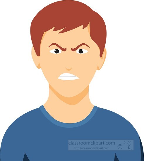 Man Angry Facial Expression Classroom Clip Art 