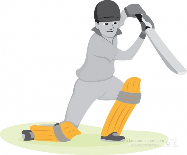 man batting playing cricket gray color Classroom Clip Art