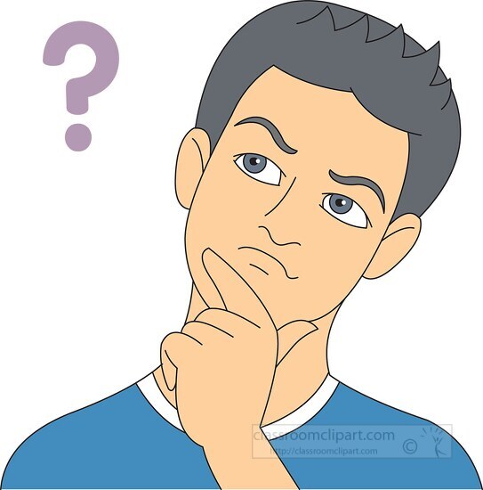 man in questioning thoughts clipart - Classroom Clip Art