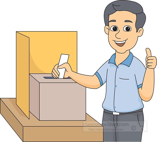 Voting Clipart-man placing ballot in voting box clipart