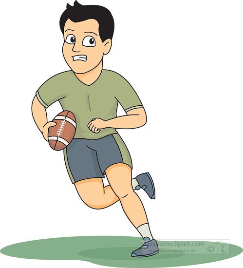 determined player running with football clipart - Classroom Clip Art