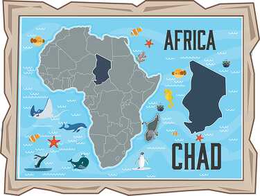 map of chad with ocean animals africa continent clipart - Classroom ...