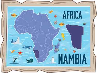 map of nambia with ocean animals africa continent clipart - Classroom ...