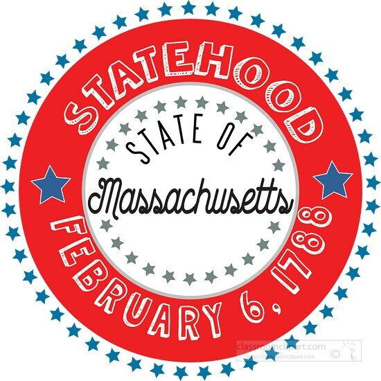 Massachusetts Statehood 1788 date statehood round style with sta