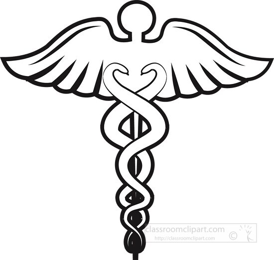 medical caduceus black outline outline clipart - Classroom Clip Art