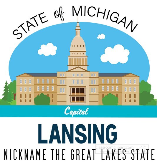 michigan state capital lansing nickname great lakes state vector ...