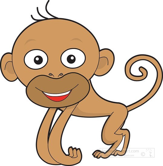 monkey with curly tail - Classroom Clipart