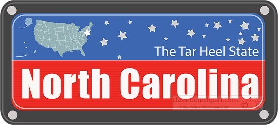North Carolina State Clipart-north carolina state license plate with