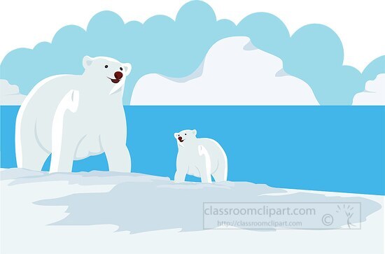 Polar Bears on Sea Ice Clip Art - Classroom Clip Art