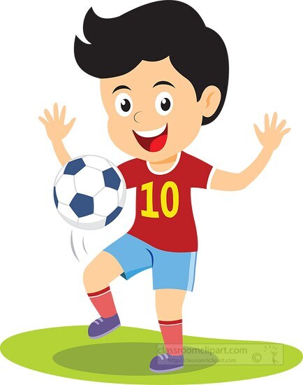 practicing hitting soccer ball with knee clipart - Classroom Clip Art