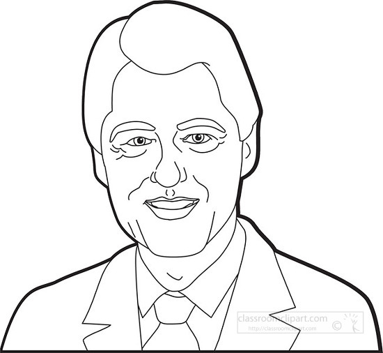 president-bill-clinton-outline-clipart - Classroom Clipart