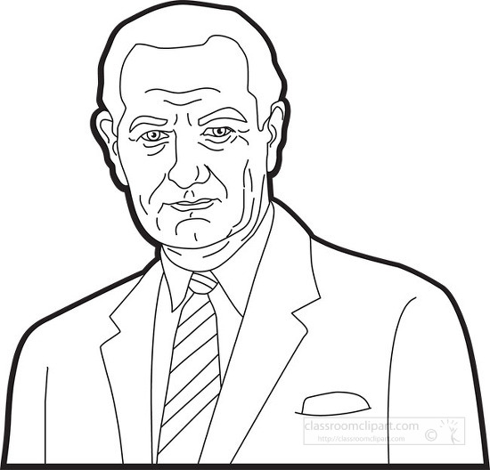 president-lyndon-b-johnson-clipart-outline - Classroom Clip Art