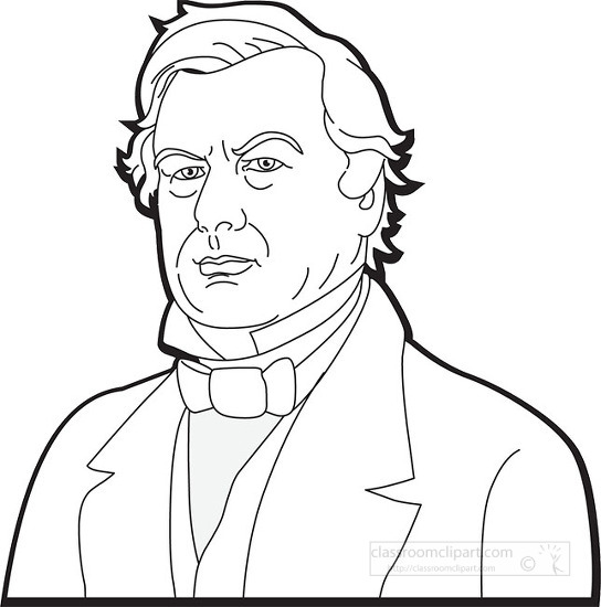 President-millard-fillmore-clipart-outline - Classroom Clip Art