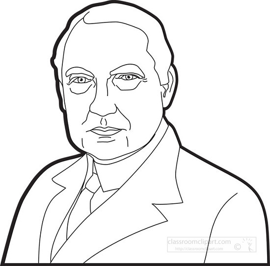 president-warren-g-harding-clipart-outline - Classroom Clipart