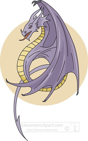 Purple Flying Dragon Fantasy Clipart - Classroom Clip Art