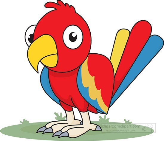 Free red blue parrot cartoon style clipart - Classroom Clipart