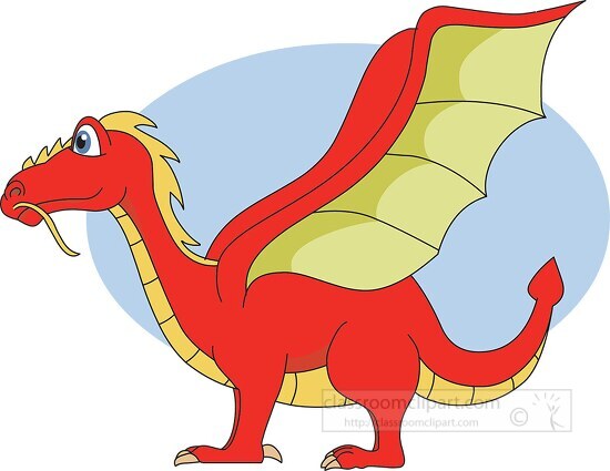 Fantasy Clipart-red dragon with wings